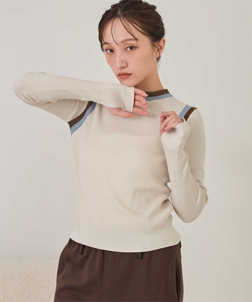 miette(ミエット)の「マルチカラーデザインリブニット(ニット/セーター・レディース・ブラック/グレー/ミント/アイボリー・FREE)」の2枚目の写真