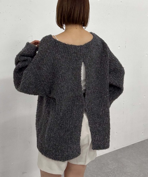 archives（アルシーヴ）の「ラメブークレバックシャンミドルニット（ニット/セーター・レディース・アイボリー/ピンク/チャコールグレー/ブルー・MEDIUM）」の3枚目の写真