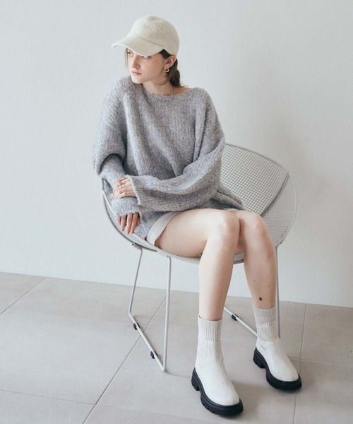 archives（アルシーヴ）の「ラメブークレバックシャンミドルニット（ニット/セーター・レディース・アイボリー/ピンク/チャコールグレー/ブルー・MEDIUM）」の5枚目の写真