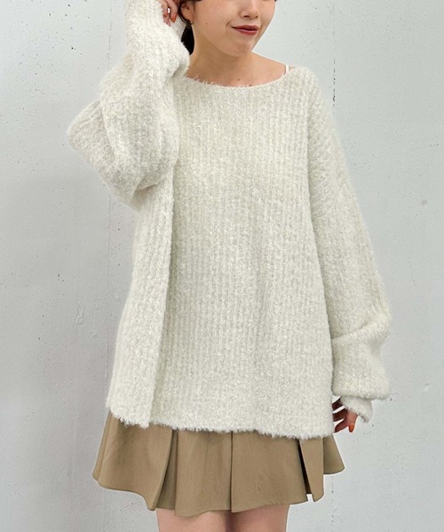 archives（アルシーヴ）の「ラメブークレバックシャンミドルニット（ニット/セーター・レディース・アイボリー/ピンク/チャコールグレー/ブルー・MEDIUM）」の14枚目の写真