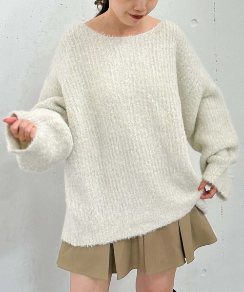 archives（アルシーヴ）の「ラメブークレバックシャンミドルニット（ニット/セーター・レディース・アイボリー/ピンク/チャコールグレー/ブルー・MEDIUM）」の12枚目の写真