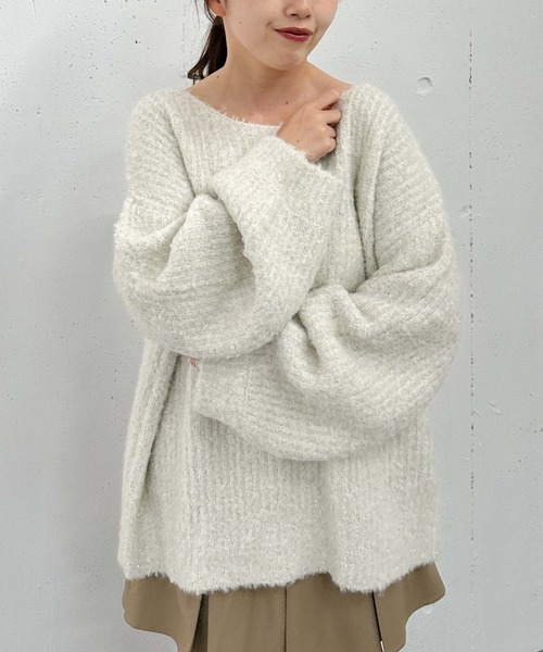 archives（アルシーヴ）の「ラメブークレバックシャンミドルニット（ニット/セーター・レディース・アイボリー/ピンク/チャコールグレー/ブルー・MEDIUM）」の15枚目の写真