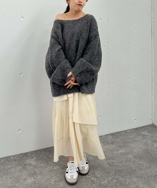 archives（アルシーヴ）の「ラメブークレバックシャンミドルニット（ニット/セーター・レディース・アイボリー/ピンク/チャコールグレー/ブルー・MEDIUM）」の10枚目の写真