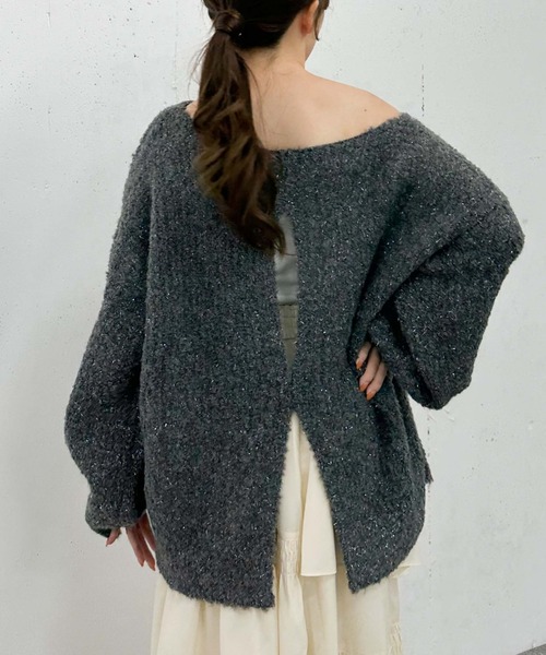 archives（アルシーヴ）の「ラメブークレバックシャンミドルニット（ニット/セーター・レディース・アイボリー/ピンク/チャコールグレー/ブルー・MEDIUM）」の8枚目の写真