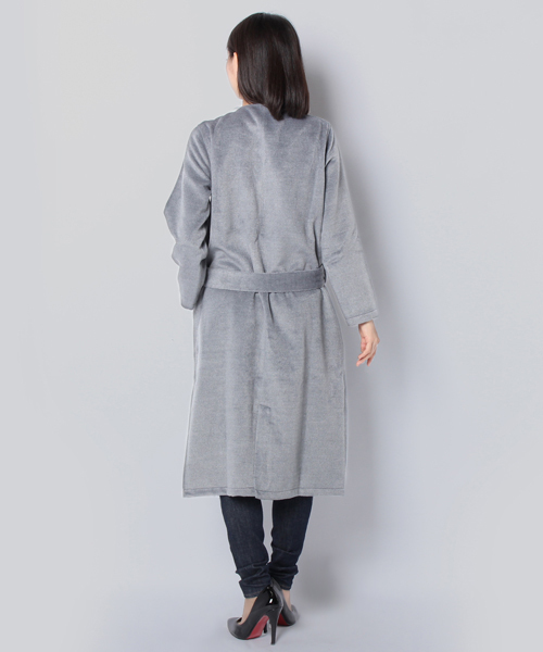 WHO'S WHO gallery(フーズフーギャラリー)の「【common.】WEB限定 裏地付きロングラップコート(ノーカラージャケット・レディース・グレー/ブラウン/カーキ・FREE)」の18枚目の写真