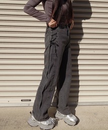 madrepadre（マドレパドレ）の「サイドリボンレースアップデニム（デニムパンツ）」