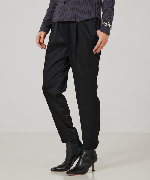 qualite（カリテ）の「アセテートサテンドロストパンツ/秋服/冬服/オフィスカジュアル（スラックス・レディース・ベージュ/ブラック/セージグリーン・36/38/40/34）」の9枚目の写真