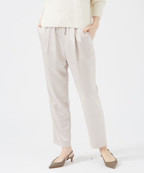 qualite（カリテ）の「アセテートサテンドロストパンツ/秋服/冬服/オフィスカジュアル（スラックス・レディース・ベージュ/ブラック/セージグリーン・36/38/40/34）」の10枚目の写真