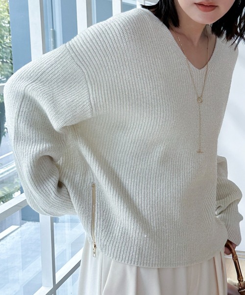 セール】サイドZIP Vネックニット（ニット/セーター）｜DOUX ARCHIVES