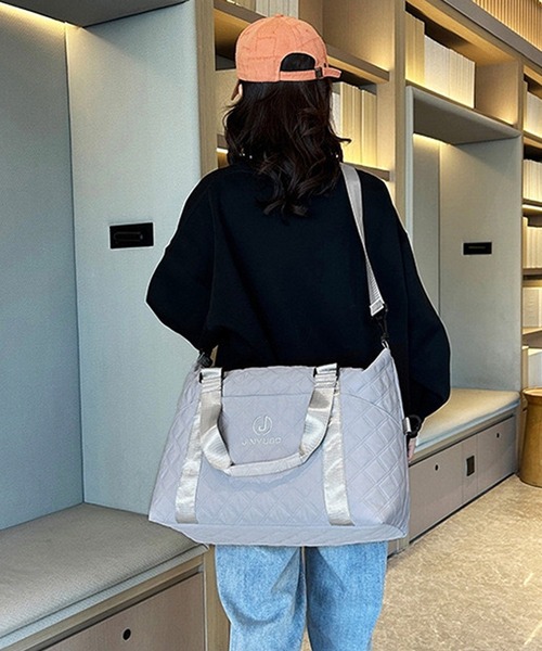 shopnikoniko（ショップニコニコ）の「トラベルバッグ 大容量 ボストン キルティング 旅行用 ショルダー付き ボストンバッグ（スーツケース/キャリーバッグ・レディース・ブラック/グレー/ホワイト/ベージュ・フリー）」の18枚目の写真