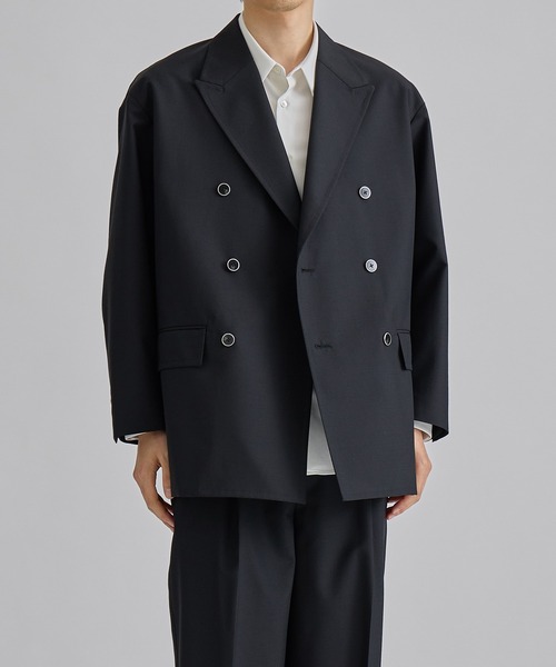 UNITED TOKYO（ユナイテッドトウキョウ）の「【セットアップ着用可能】モヘアポプリン ダブルブレザージャケット（テーラードジャケット・メンズ・ダークグレー/チェック/ブラック・1/2）」の2枚目の写真