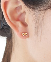 JELLY BEANS（ジェリービーンズ）の「クリアストーンミニリボンピアス(ニッケルフリー、チタンポスト)(187-49101)JELLY BEANS(ジェリービーンズ)（ピアス（両耳用））」