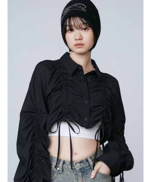 EMODA（エモダ）の「ストリングリボンショートシャツ（シャツ/ブラウス・レディース・ベージュ/ホワイト/ブラック/ブルー・FREE）」の22枚目の写真