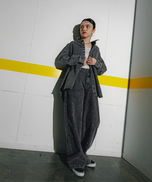 GLOBAL WORK（グローバルワーク）の「大人見えシャツジャケット2/AND YUA ANY/243706（シャツ/ブラウス・キッズ・ブラック/ブルー・FREE）」の4枚目の写真