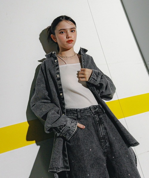 GLOBAL WORK（グローバルワーク）の「大人見えシャツジャケット2/AND YUA ANY/243706（シャツ/ブラウス・キッズ・ブラック/ブルー・FREE）」の8枚目の写真