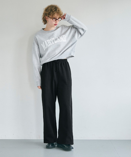 coca（coca）（コカ）の「【WEB限定セール】ポリエステルコットン裏起毛ワイドパンツ（その他パンツ・レディース・ブラック/オートミール・M/L）」の3枚目の写真