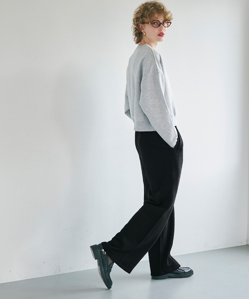 coca（coca）（コカ）の「【WEB限定セール】ポリエステルコットン裏起毛ワイドパンツ（その他パンツ・レディース・ブラック/オートミール・M/L）」の4枚目の写真
