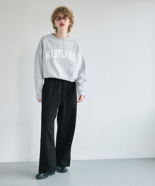 coca（coca）（コカ）の「【WEB限定セール】ポリエステルコットン裏起毛ワイドパンツ（その他パンツ・レディース・ブラック/オートミール・M/L）」の7枚目の写真