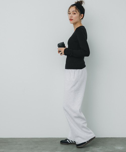 coca（coca）（コカ）の「【WEB限定セール】ポリエステルコットン裏起毛ワイドパンツ（その他パンツ・レディース・ブラック/オートミール・M/L）」の13枚目の写真