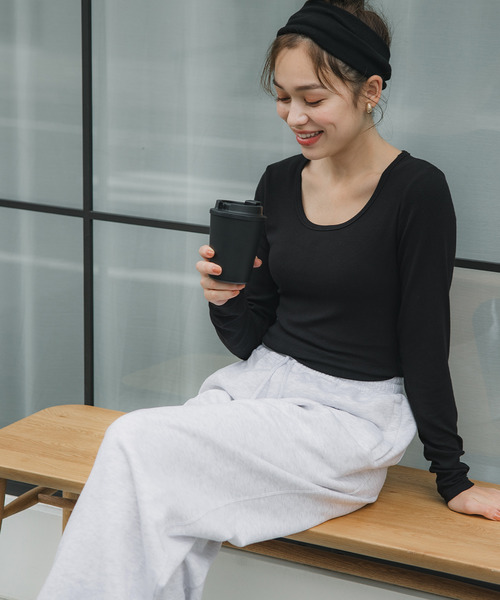coca（coca）（コカ）の「【WEB限定セール】ポリエステルコットン裏起毛ワイドパンツ（その他パンツ・レディース・ブラック/オートミール・M/L）」の16枚目の写真