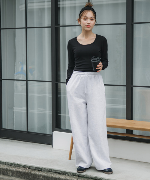 coca（coca）（コカ）の「【WEB限定セール】ポリエステルコットン裏起毛ワイドパンツ（その他パンツ・レディース・ブラック/オートミール・M/L）」の17枚目の写真