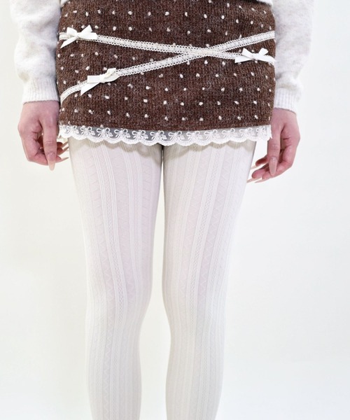 SHEPP（シープ）の「ケーブルニットタイツ（タイツ/ストッキング・レディース・ライトグレー/ホワイト/モカ/ブラック/チャコール/グレー/テラコッタ/ブラウン・F）」の10枚目の写真