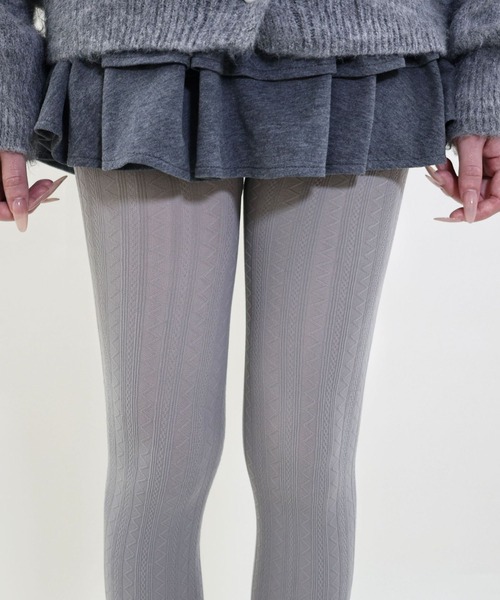 SHEPP（シープ）の「ケーブルニットタイツ（タイツ/ストッキング・レディース・ライトグレー/ホワイト/モカ/ブラック/チャコール/グレー/テラコッタ/ブラウン・F）」の17枚目の写真