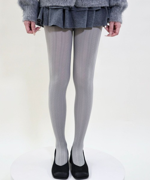 SHEPP（シープ）の「ケーブルニットタイツ（タイツ/ストッキング・レディース・ライトグレー/ホワイト/モカ/ブラック/チャコール/グレー/テラコッタ/ブラウン・F）」の19枚目の写真