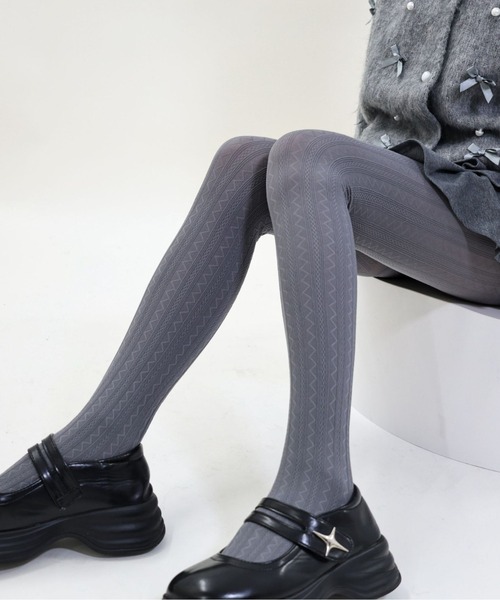 SHEPP（シープ）の「ケーブルニットタイツ（タイツ/ストッキング・レディース・ライトグレー/ホワイト/モカ/ブラック/チャコール/グレー/テラコッタ/ブラウン・F）」の21枚目の写真