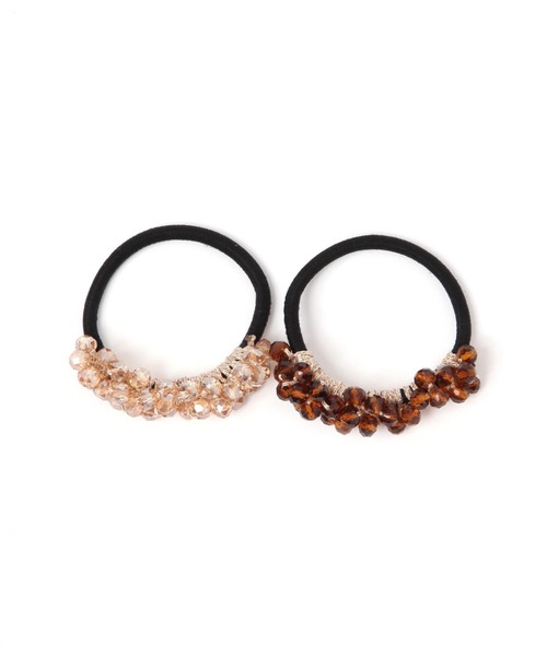 LAKOLE（ラコレ）の「キラキラビーズヘアゴム2点セット / 286304（ヘアゴム・レディース・ブラック/オフホワイト/ブラウン・FREE）」の3枚目の写真