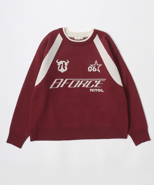 Salong hameu（サロン ハミュー）の「ユニフォームデザイン スウェットライクニット プルオーバー/ウォッシャブルニット/軽量エアニット レディース（ニット/セーター・レディース・ネイビー/レッド/オフホワイト・M/L）」の3枚目の写真
