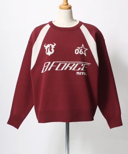 Salong hameu（サロン ハミュー）の「ユニフォームデザイン スウェットライクニット プルオーバー/ウォッシャブルニット/軽量エアニット レディース（ニット/セーター・レディース・ネイビー/レッド/オフホワイト・M/L）」の10枚目の写真