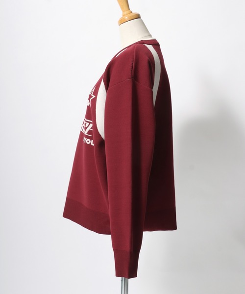 Salong hameu（サロン ハミュー）の「ユニフォームデザイン スウェットライクニット プルオーバー/ウォッシャブルニット/軽量エアニット レディース（ニット/セーター・レディース・ネイビー/レッド/オフホワイト・M/L）」の11枚目の写真