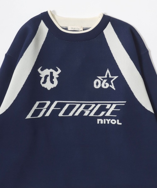 Salong hameu（サロン ハミュー）の「ユニフォームデザイン スウェットライクニット プルオーバー/ウォッシャブルニット/軽量エアニット レディース（ニット/セーター・レディース・ネイビー/レッド/オフホワイト・M/L）」の7枚目の写真