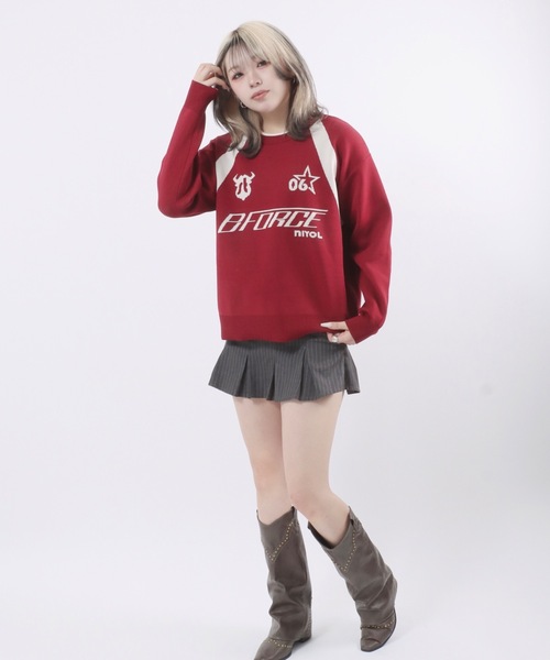 Salong hameu（サロン ハミュー）の「ユニフォームデザイン スウェットライクニット プルオーバー/ウォッシャブルニット/軽量エアニット レディース（ニット/セーター・レディース・ネイビー/レッド/オフホワイト・M/L）」の21枚目の写真