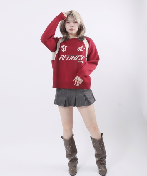 Salong hameu（サロン ハミュー）の「ユニフォームデザイン スウェットライクニット プルオーバー/ウォッシャブルニット/軽量エアニット レディース（ニット/セーター・レディース・ネイビー/レッド/オフホワイト・M/L）」の18枚目の写真