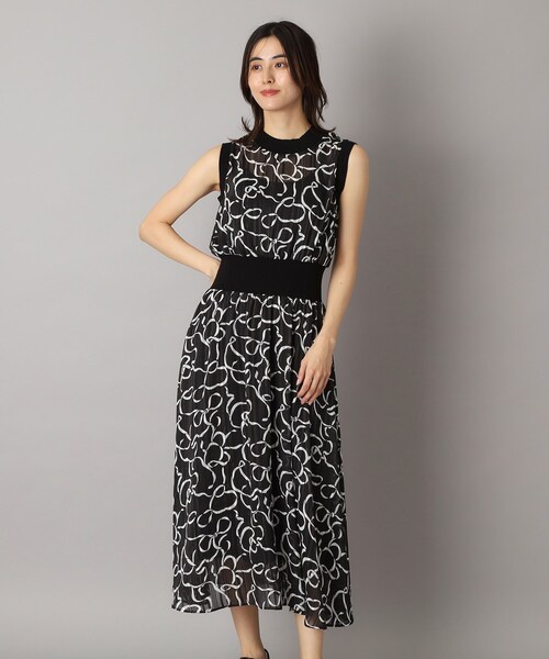 DRESSTERIOR（ドレステリア）の「シアーリボンテーププリントドレス（ワンピース・レディース・ブラック系・36/34/38）」の2枚目の写真