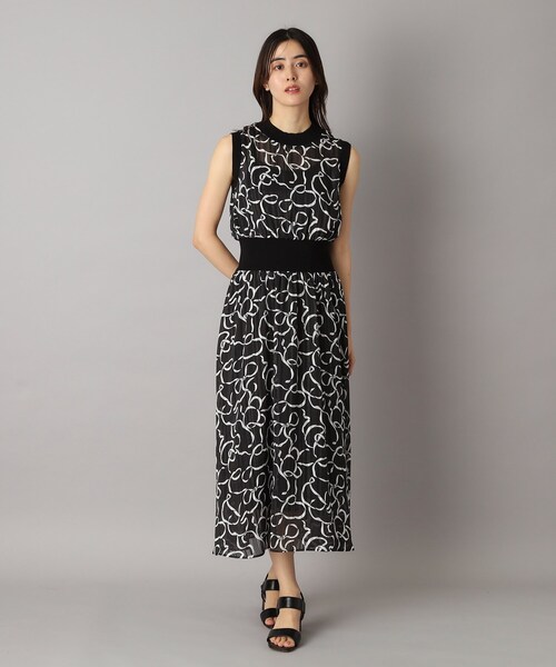 DRESSTERIOR（ドレステリア）の「シアーリボンテーププリントドレス（ワンピース・レディース・ブラック系・36/34/38）」の3枚目の写真