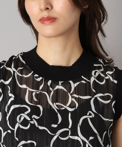 DRESSTERIOR（ドレステリア）の「シアーリボンテーププリントドレス（ワンピース・レディース・ブラック系・36/34/38）」の8枚目の写真