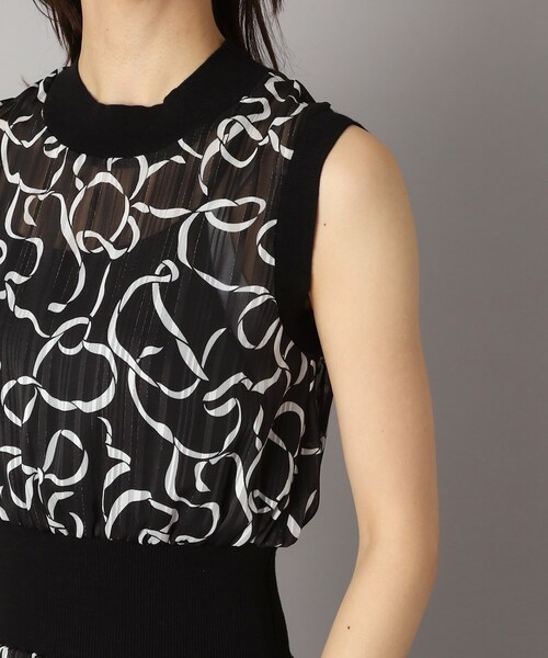 DRESSTERIOR（ドレステリア）の「シアーリボンテーププリントドレス（ワンピース・レディース・ブラック系・36/34/38）」の9枚目の写真