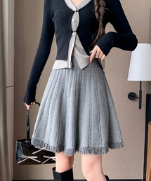 裾ショートフリンジスカート