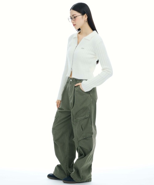 3.3 Field Trip (3.3フィールドトリップ)の「3.3 Field Trip/フェザージップアップ(ニット/セーター・レディース・ピンク/チャコール/アイボリー・FREE)」の10枚目の写真