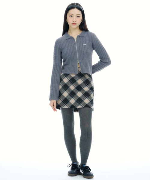 3.3 Field Trip (3.3フィールドトリップ)の「3.3 Field Trip/フェザージップアップ(ニット/セーター・レディース・ピンク/チャコール/アイボリー・FREE)」の14枚目の写真