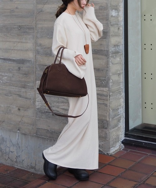 wide sleeve oversize knit dress /オーバーサイズ ロング ニット
