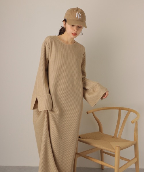 セール】wide sleeve oversize knit dress /オーバーサイズ ロング