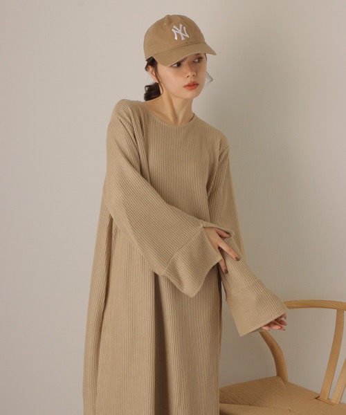 wide sleeve oversize knit dress /オーバーサイズ ロング ニット