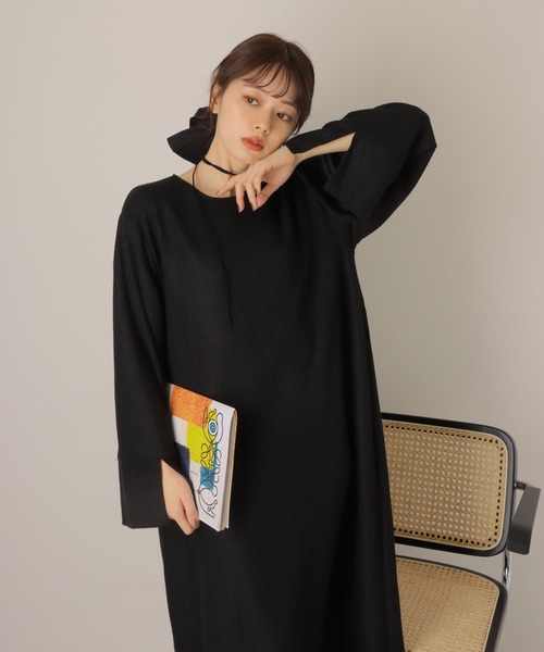 wide sleeve oversize knit dress /オーバーサイズ ロング ニット