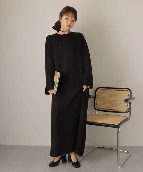 wide sleeve oversize knit dress /オーバーサイズ ロング ニット
