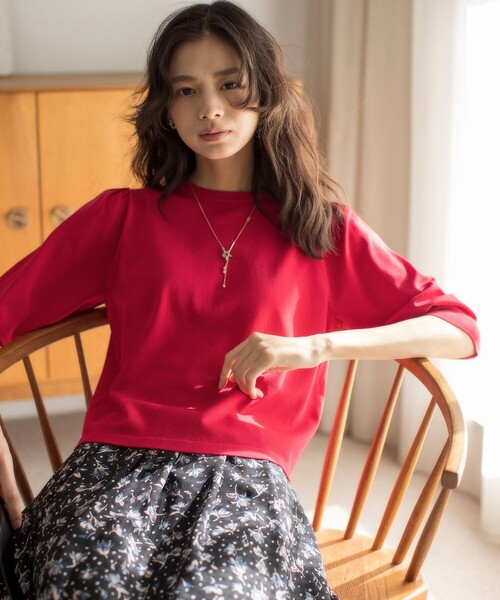 組曲 L(クミキョク オオキイサイズ)の「フラワーメタル ニットTシャツ(ニット/セーター・レディース・ブラック系/アイボリー系/アイボリー系1/ライトグリーン系/ブルー系/オールドローズ系・6/5/7)」の11枚目の写真