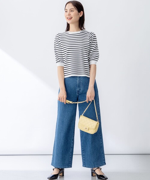 組曲 L(クミキョク オオキイサイズ)の「フラワーメタル ニットTシャツ(ニット/セーター・レディース・ブラック系/アイボリー系/アイボリー系1/ライトグリーン系/ブルー系/オールドローズ系・6/5/7)」の20枚目の写真